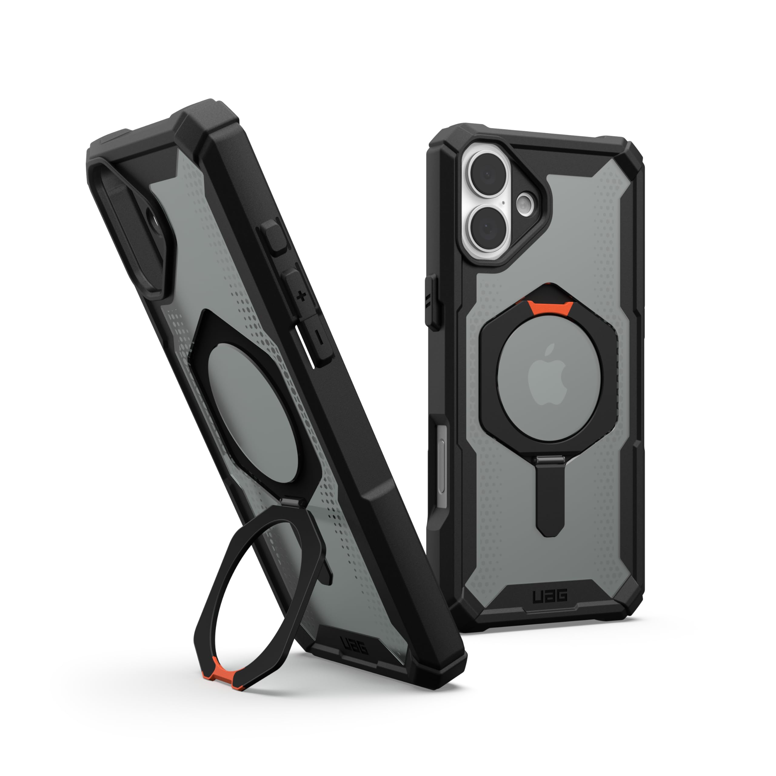 URBAN ARMOR GEAR UAG Designed for iPhone 16 Plus Case 6.7" Plasma XTE - Compatible with MagSafe Charging & Kickstand Rugged Shockproof Anti-Slip Military Grade Protective Cover, Black/Orange