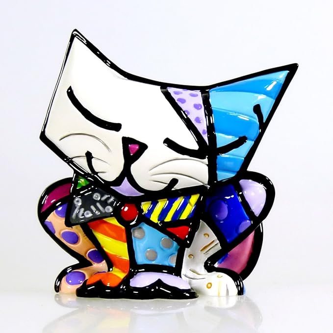Romero Britto Giftcraft Mini Cat Sugar, Ceramic, Multi