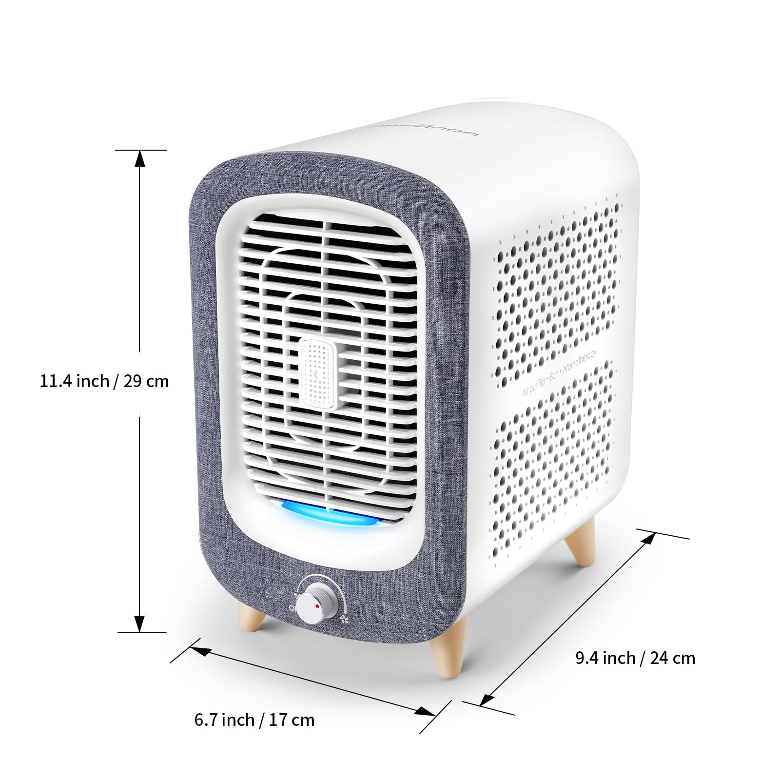 Jafanda Air Purifier for Home Bedroom 780sq ft, HEPA & Activated Carbon, Air Cleaner with Fragrance Sponge & Nightlight for Smoke, Allergies, Dust, Odor, VOC, Pet Dander, Pollen, Office, Desktop,Grey