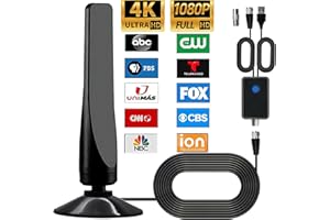 SYENGKKY TV Antenna - TV Antenna for Local Channels 300+ Miles Range, 2024 Upgraded TV Antenna for Smart TV Indoor with Amplifier Signal Booster, 360 Reception, Support 4K 1080p All TVs, 16FT Coax Cable