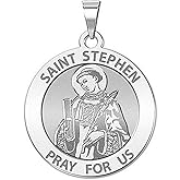 PicturesOnGold.com Saint Stephen Religious Medal - 3/4 Inch Size of a Nickel -Sterling Silver