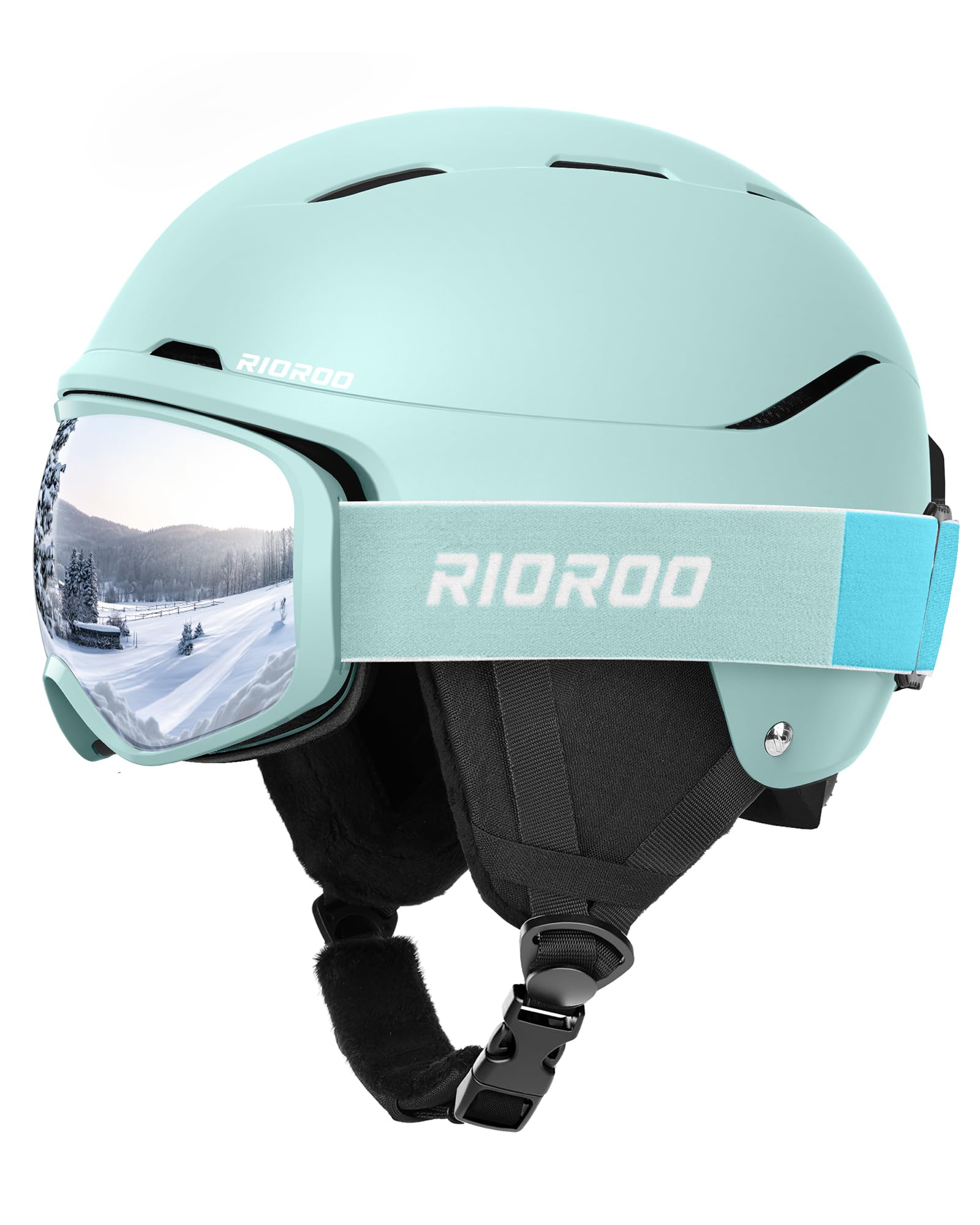 Photo 1 of RIOROO Ski Helmet and Goggles Set, Snowboard Helmet Goggles for Men Women & Youth, Shockproof Snow Helmet Anti Fog OTG Snow Goggles for Skiing Snowboarding