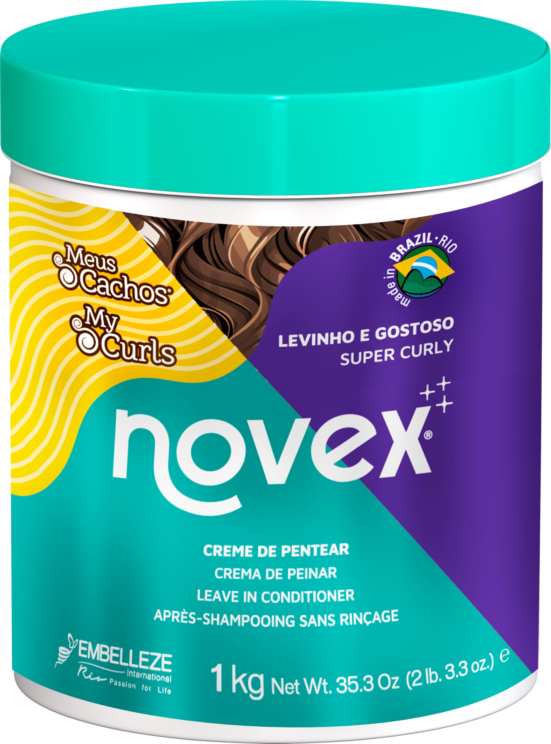Novex My Curls Super Curly Leave-In Conditioner Enriched with a Mix of Hydrating Oils for Controling and Boosting Volume, Suitable for all Types of Curls 1kg
