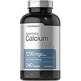 Horbäach Calcium 1200 mg with Vitamin D3 | 240 Softgels | 5000 IU Vitamin D3 | Absorbable Calcium Supplement for Women and Men | Non-GMO, Gluten Free