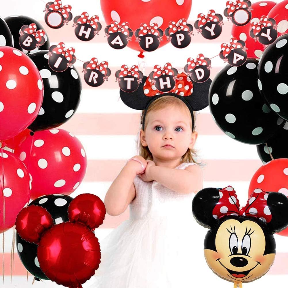 Loisirs Creatifs Decorations De Fete Danniversaire Minnie Mouse Rouge Minnie Ballon Banniere De Joyeux Anniversaire Et Cake Topper Pour Anniversaire Baby Shower Cuisine Et Maison Lemoncitylive Com