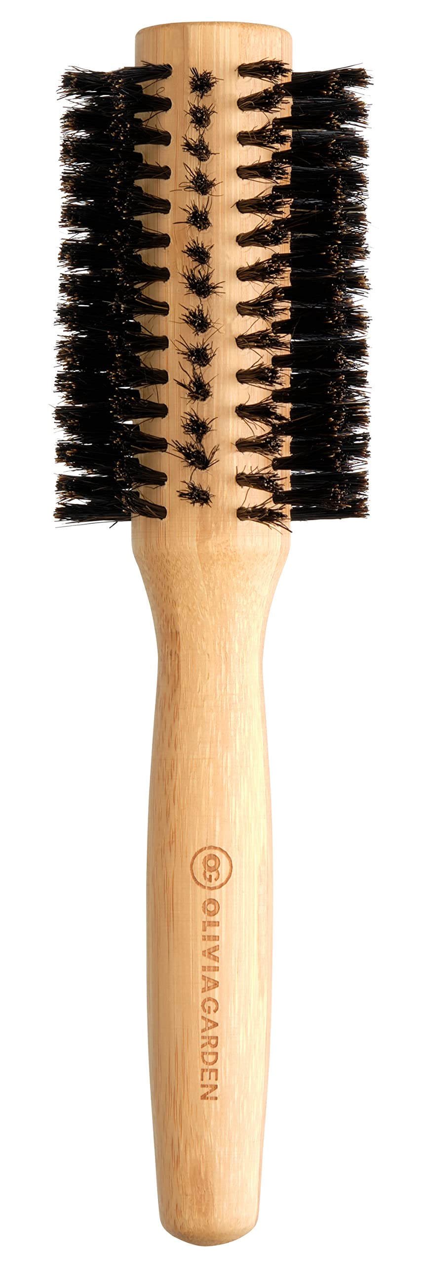 Olivia Garden Bamboo Touch Brush – Eco-conscious Round Bamboo Blowout Hair Brush, 100% Boar Bristles - 30mm