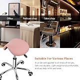 KKTONER Rolling Saddle Stool PU Leather Swivel Pink Adjustable Chair view 7