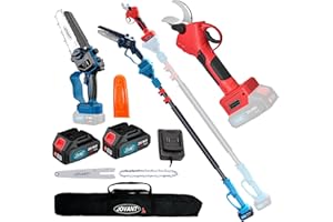 JOVANT 3-in-1 Pole Pruning Shears, Electric Pruning Shears & pole saws for tree trimming with 15.3ft Reach Pole,Cordless Pole Shears and Battery Pole Saw with 2 Pack 20V 4.0Ah Battery for Tree