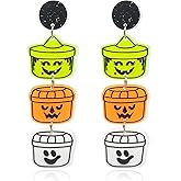 RofYof Halloween Earrings Colorful Acrylic Pumpkin Ghost Bat Spider Dangle Stud Earrings Cute Resin Candy Basket Earrings for Women Halloween Jewelry (basket)