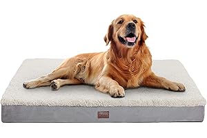 OhGeni Orthopedic Dog Beds for Large Dogs,Dog Bed with Plush Egg Foam Support and Non-Slip Bottom, Waterproof and Machine Washable Removable Pet Bed Cover
