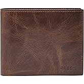 Fossil Men's Derrick Leather RFID-Blocking Bifold with Coin Pocket Wallet