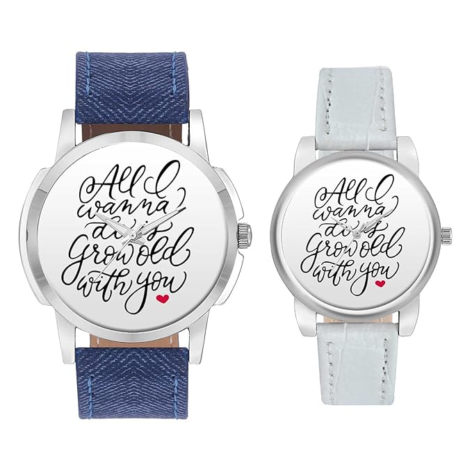 BigOwl Dial Analogue Leather band Couple Wrist Watch Combo for Men and Women (Multicolour )