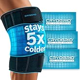 Cryogrid Knee Ice Pack Wrap - Reusable Cold Therapy Knee Ice Brace for Pain Relief, Swelling, Surgery Recovery, Arthritis, Patella &amp; Meniscus Tear - Adjustable Compression Clay/Gel Wrap for Injuries