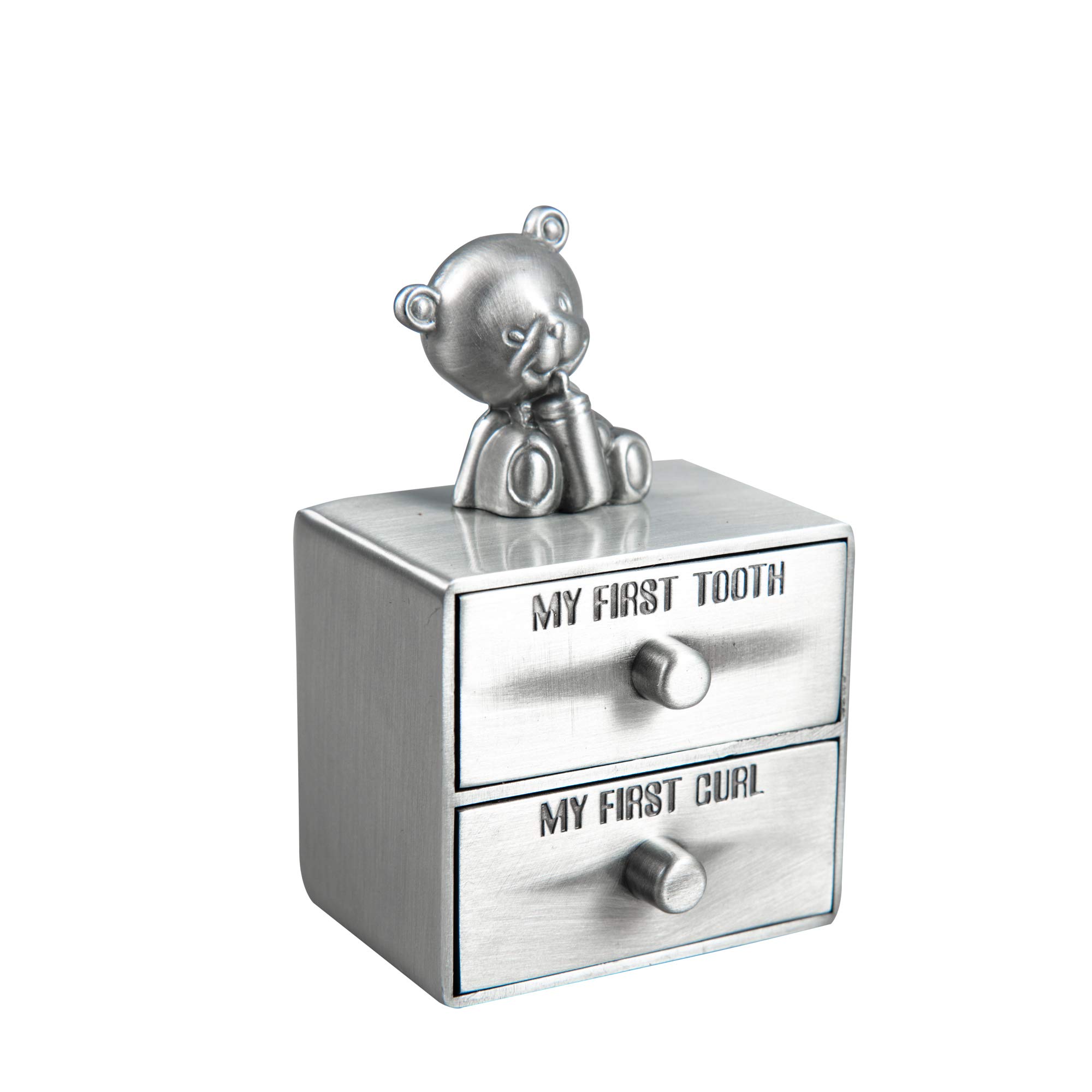 Feyarl First Curl and Tooth Box First Haircut Keepsake Box Alloy Tooth Fairy Organizer Boxs for Kids Baby Christening Shower Newborn Gift