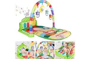 BIBIELF Baby Play Mat, Kick Play Piano Activity Gym Mat with Musical Light Activity Center & Play Piano, Baby Early Development Toys Gift for Newborn Infants Toddlers