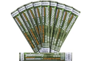 Paleovalley 100% Grass Fed Venison Sticks – 10 Pack – Keto-Friendly, High Protein, Low-Calorie Snack – Omega-3 Rich, Gluten-Free, Nitrate-Free, Naturally Flavored – Healthy On-the-Go Meat Snack