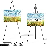 Easel Stand for Sign, Aredy 63" Portable Painting Easel, Lightweight Metal Easels for Painting Canvas, Wedding Sign (2 Pack)
