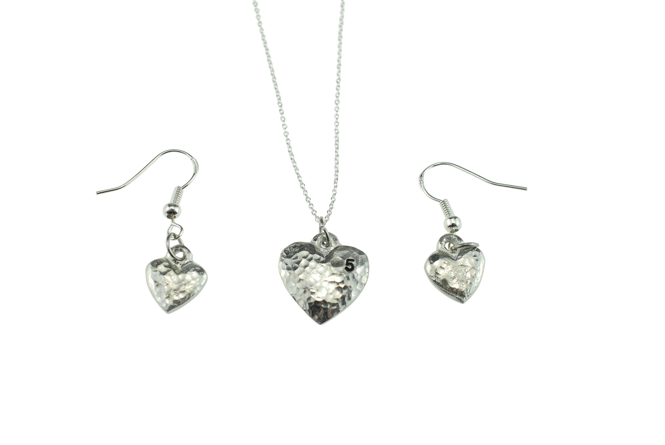 Pirantin 5th Anniversary Heart Earring and Necklace Set
