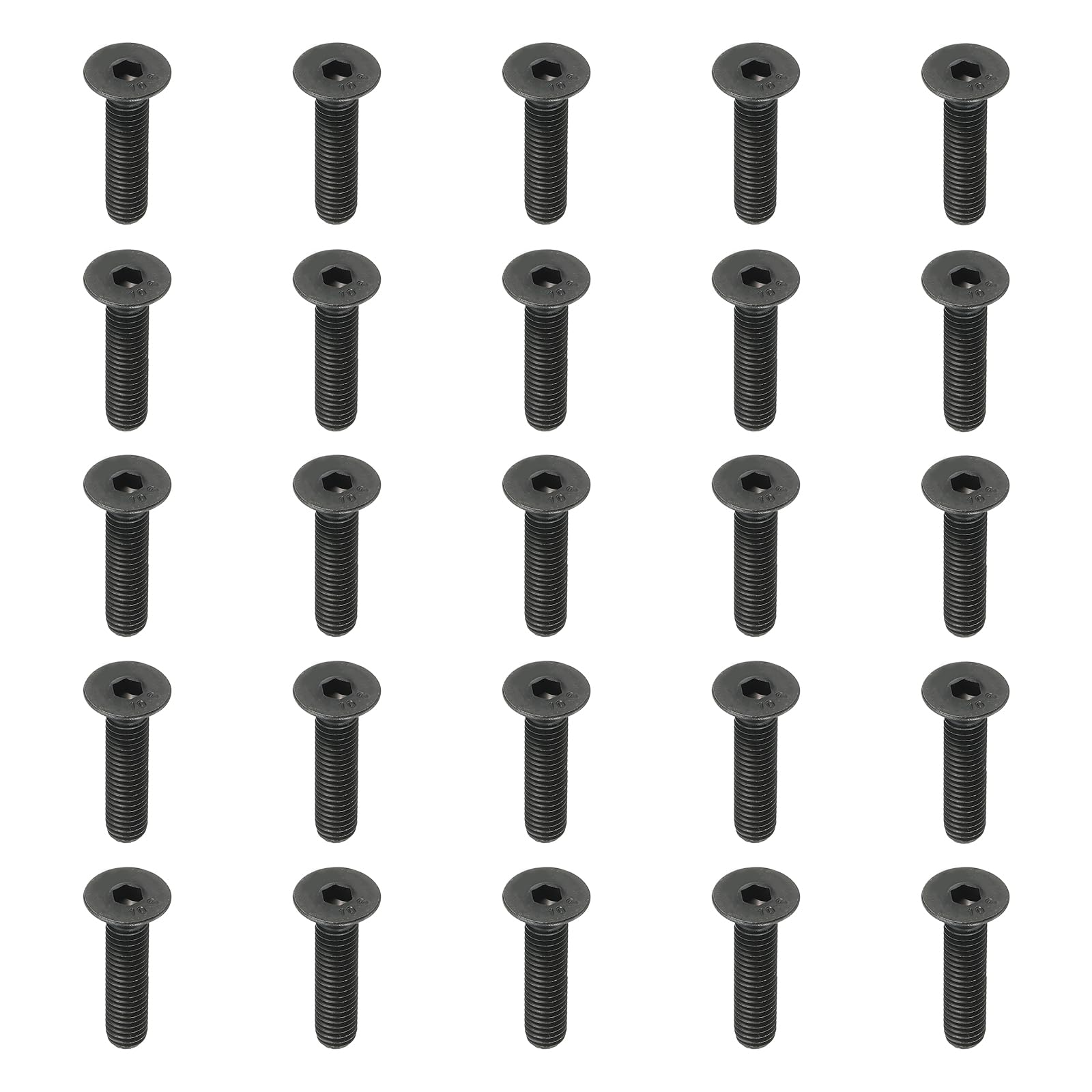 PATIKIL M8 x 35 mm Flat Head Socket Cap Screws, 20 Pack Flat Countersunk Bolts Medium Carbon Steel Hex Socket Drive Machine Screws Full Thread Black Oxide Grade 10.9