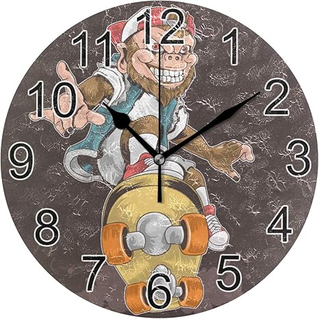 Amazon Co Jp スケートボード モンキー 掛け時計 おしゃれ 置き時計 壁掛け時計 サイレント 連続秒針 北欧クラシック 人気 インテリア 部屋装飾 ホーム キッチン