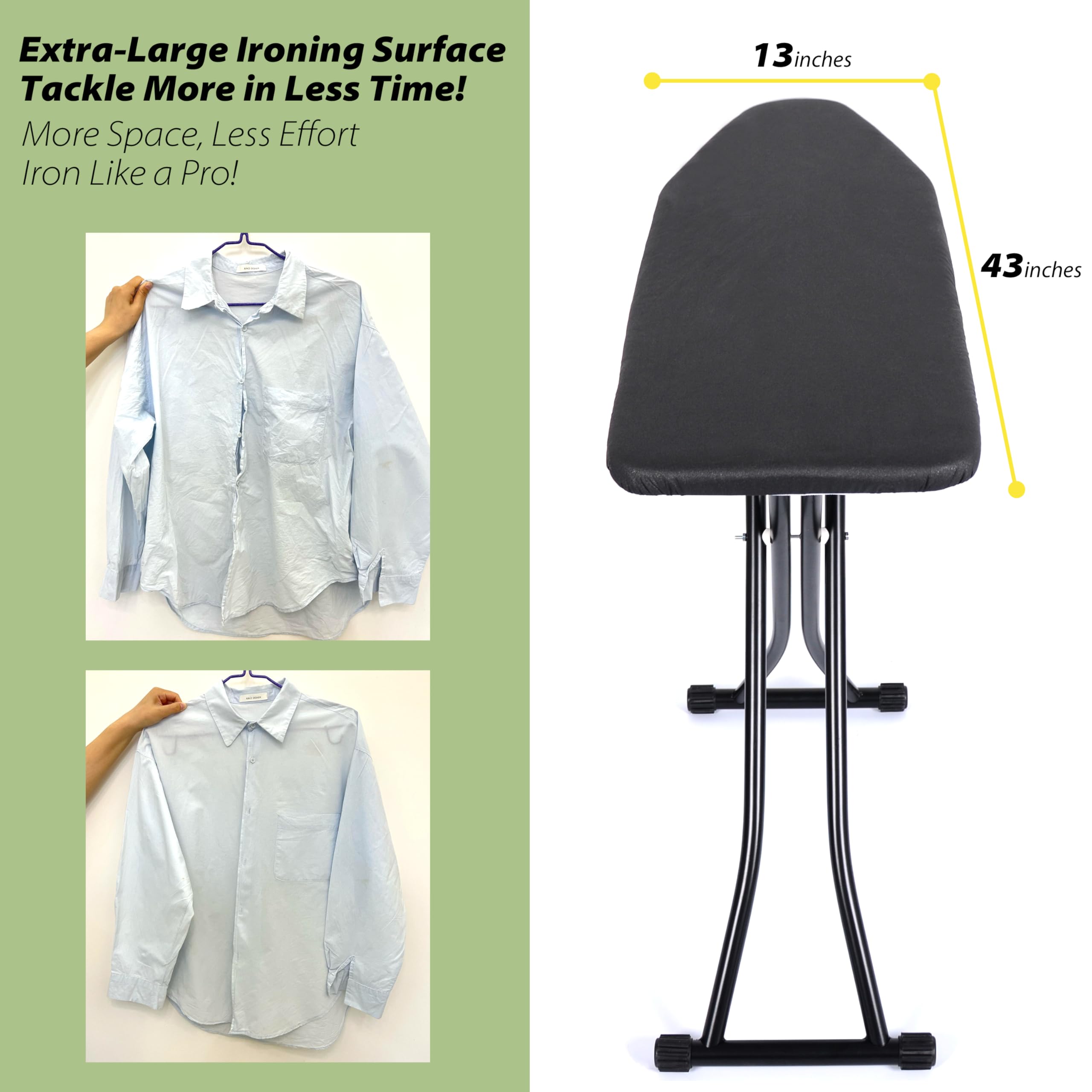 Ironing Board-Foldable Adjustable Height Iron Board with Heat-Resistant Cover - Lightweight and Durable for Home Use