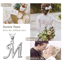 Aurora Tears Letter M Necklace Initial 925 Sterling