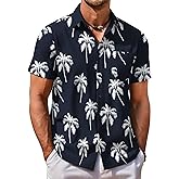 COOFANDY Mens Hawaiian Shirt Short Sleeve Button Down Shirt Tropical Summer Beach Shirt