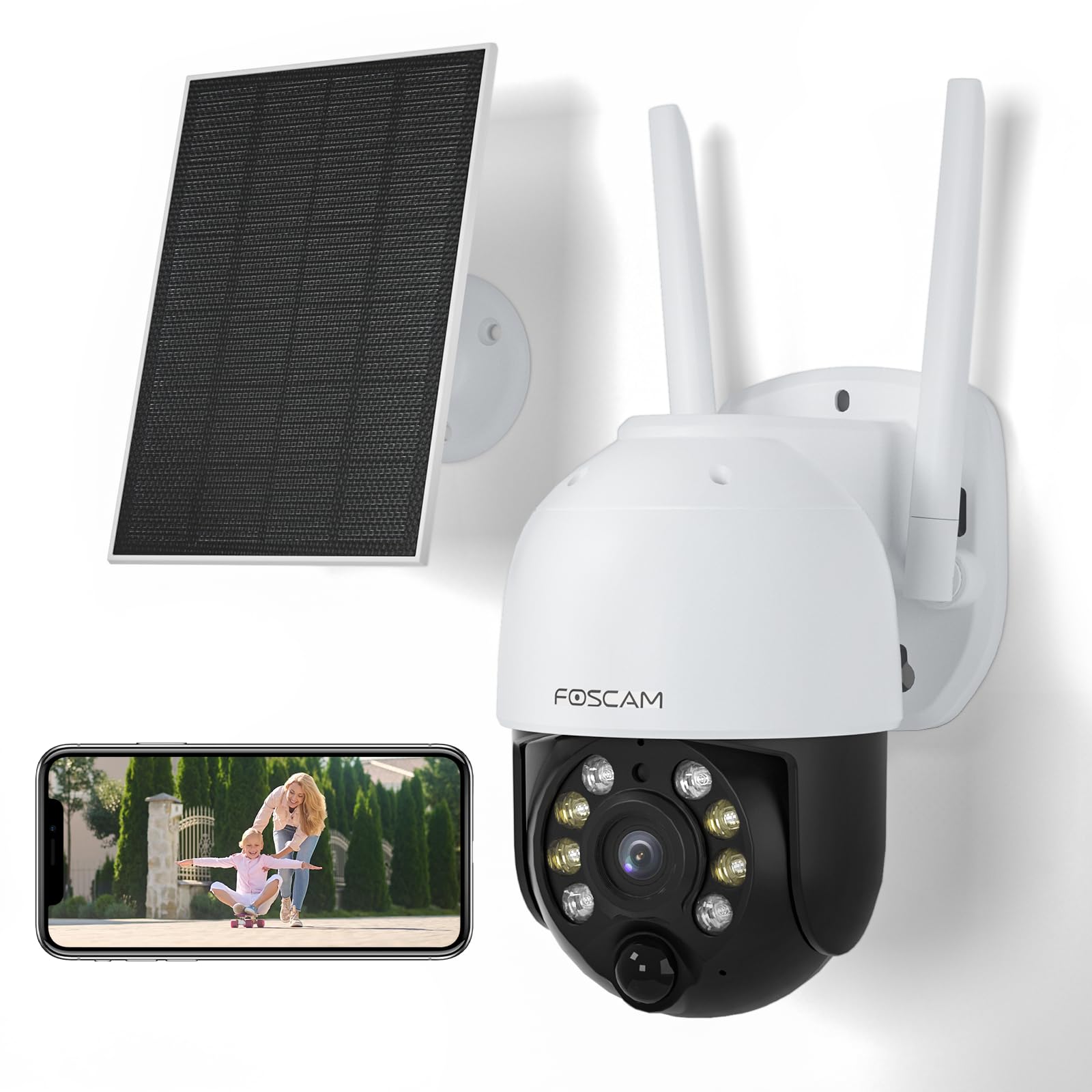 Photo 1 of FOSCAM Solar Security Cameras Wireless Outdoor, 4MP 4000mAh Battery Powered WiFi Camera for Home Surveillance with Spotlights,Remote PT Control,PIR Human Detection,Color Night Vision,2-Way Audio,IP65