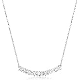 MORGAN & PAIGE .925 Sterling Silver Rhodium Plated Bar Designs Cubic Zirconia Necklace - Elegant and Dainty Sterling Silver Necklace for Women, Jewelry Gift for Her 16" with 2" Extension