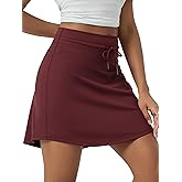 ODODOS Women's Drawstring Tie Daily Skirts Long 17" - Built-in Shorts Athletic Golf Tennis Skorts with Ball Pocket