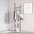 Smlttel Black Clothing Rack With Shelves, Modern Coat Rack Freestanding with Marble Base, Coat Hanger Rack,Hat Tree Coat Rack Standing Clothes Racks for Boutique，Bedroom