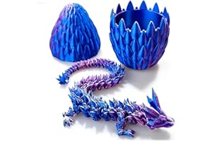 GAIGISFUR 3D Printed Dragon in Egg, 3D Printed Dragons, 12-inch Dragon and 5.5-inch Dragon Eggs for Cars, Rooms and Interiors(Laser Purple)