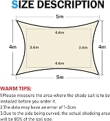 HEYOMART Sun Shade Sail 4m x 5m Cream White Rectangular UV 98% Block view 6