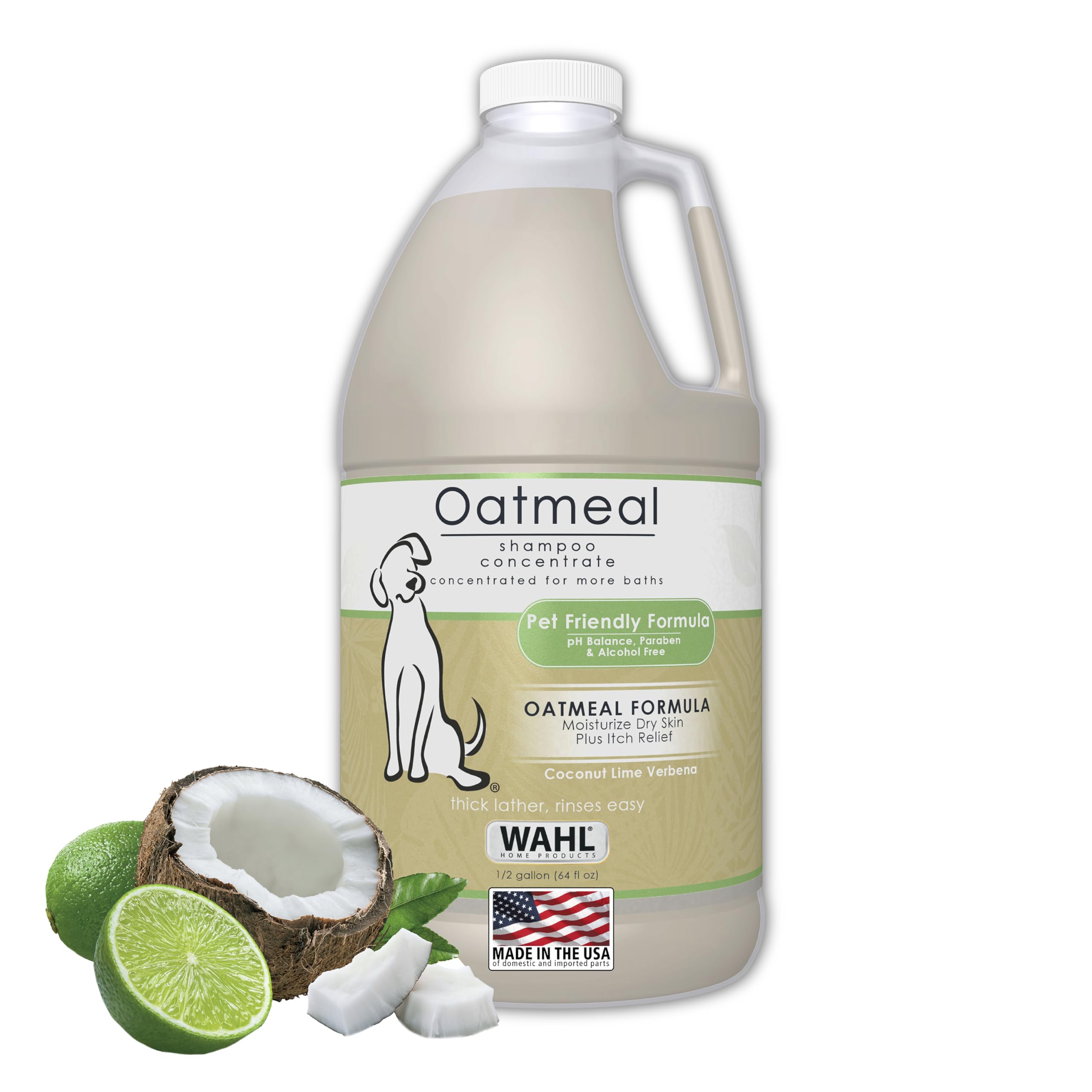 Photo 1 of Wahl USA Dry Skin & Itch Relief Pet Shampoo for Dogs – Oatmeal Formula with Coconut Lime Verbena - 64 Oz - Model 821004-050
