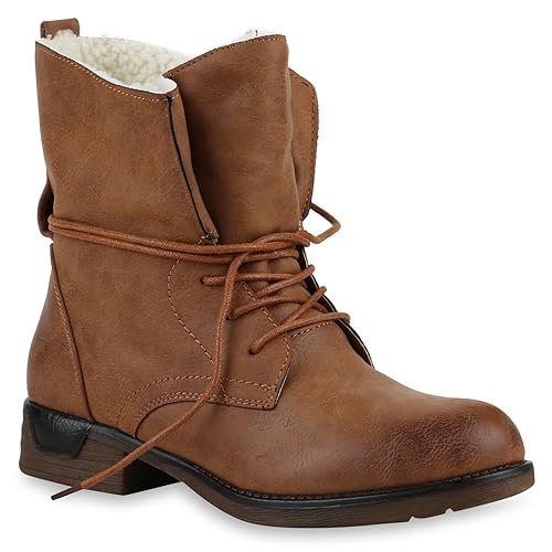 Stiefelparadies Damen Schnürstiefeletten Übergrößen Warm Gefüttert Flandell