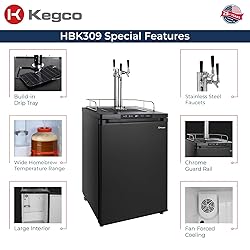 Kegco HBK309B-3 Kegerator, No Kegs, Black