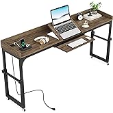 LITTLE TREE Overbed Table with Wheels Adjustable Height, Rolling Table with Outlets &amp; USB Ports for Queen Bed, Giant Adjustable Over the Bed Desk with Tilt Stand, Grey