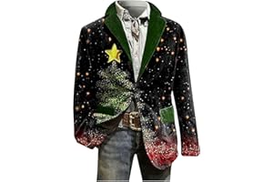 Christmas Blazer Men Corduroy Christmas Printed Jacket Xmas Holiday Party Single Breasted Business Office Blazer