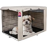 HiCaptain Dog Crate Cover 24.0" L x 18.0" W x 20.0" H with Breathable Mesh, Durable Heavy Duty Kennel Cover, Dual Zippered Panels, Windproof Waterproof UV-Resistant(Beige)