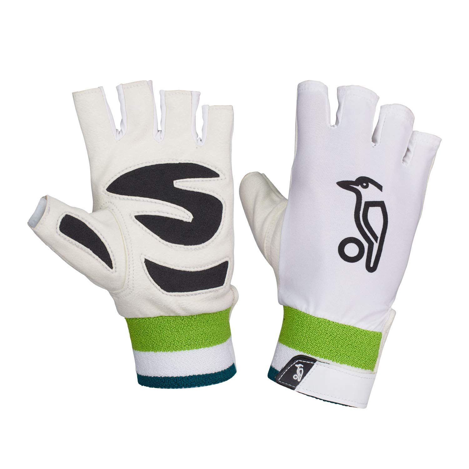 KOOKABURRA Ultimate Fingerless Wicket Keeping Inners, Adult, White/Black/Green