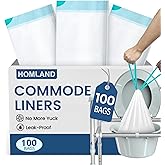 HOMLAND Commode Liners for Bedside Commode, 100 Pack Disposable Portable Toilet Bags for Potty Chair Bucket, Bedpan & Camping Toilet, Leak-Proof Universal Fit Bedside Commode Liners