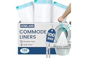HOMLAND Commode Liners for Bedside Commode, 100 Pack Disposable Portable Toilet Bags for Potty Chair Bucket, Bedpan & Camping Toilet, Leak-Proof Universal Fit Bedside Commode Liners