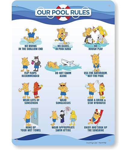 Pool Area Metal Sign - No Glassware Allowed - Funny Graphic - Ubuy