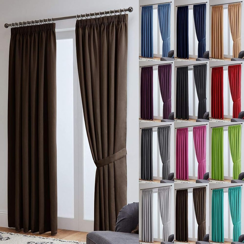 John Aird Blackout Curtains Chocolate 2 Panels 90 x 54 Inches Pencil Pleat