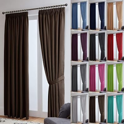 John Aird Blackout Curtains Chocolate 2 Panels 90 x 54 Inches Pencil Pleat
