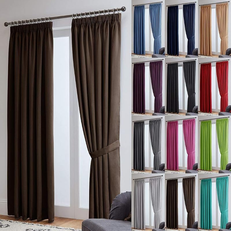 John Aird Blackout Curtains Chocolate 2 Panels 90 x 54 Inches Pencil Pleat