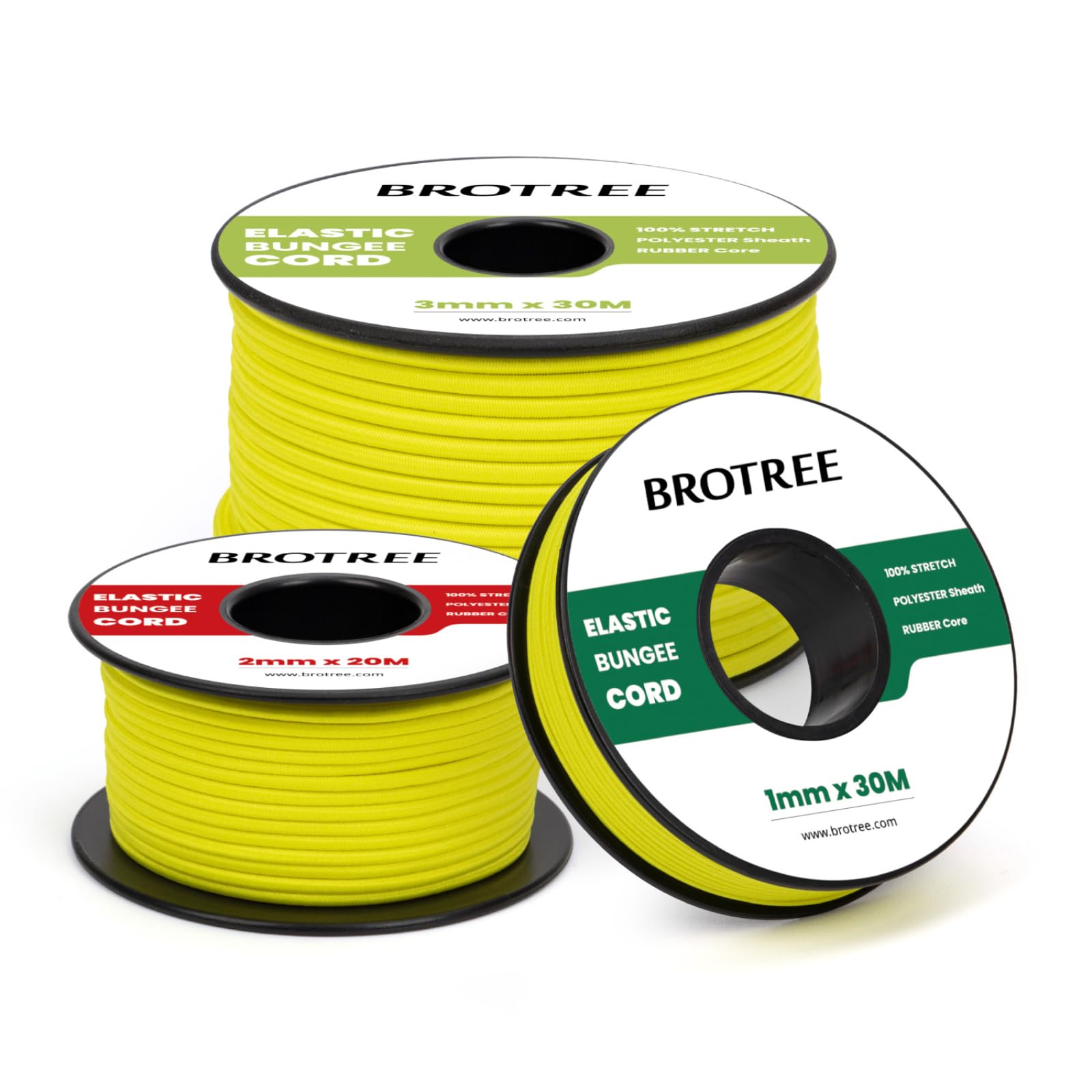 Brotree Elastic Cord Bungee Cord 1mm x 20m Elastic String Rope for DIY, Crafts, Sewing, Beading, Jewellery, Necklace, Bracelet, Tent Poles and Backpack - Fluorescent Yellow