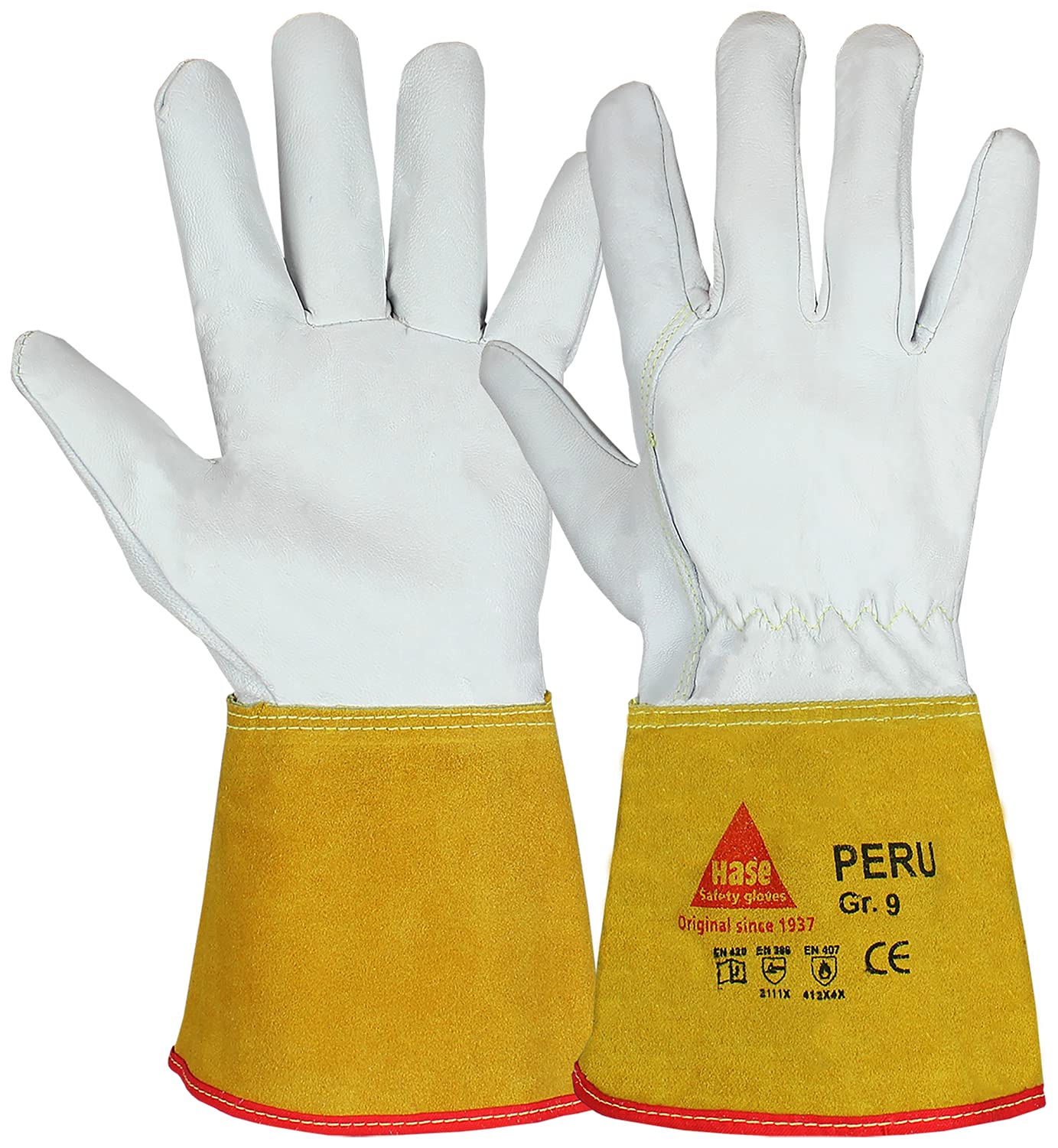 rabbit Safety Gloves Unisex Peru Welding Gloves Brown/White, Size L (1 Piece) EU