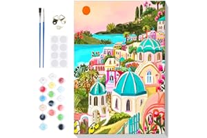 VINDIJA Landscape Paint by Numbers Kit for Adults Kids, Adults' Paint by Number Kits on Canvas Framed, Color by Numbers for Adults, Arts Crafts Kits for Girls Ages 8-12 Adults, 8x12in, MT2338
