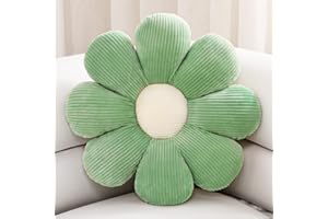 ZAKUN Cute Daisy Flower Shaped Pillow, 21.6" Decorative Throw Pillow for Sofa, Couch, Bed - Green